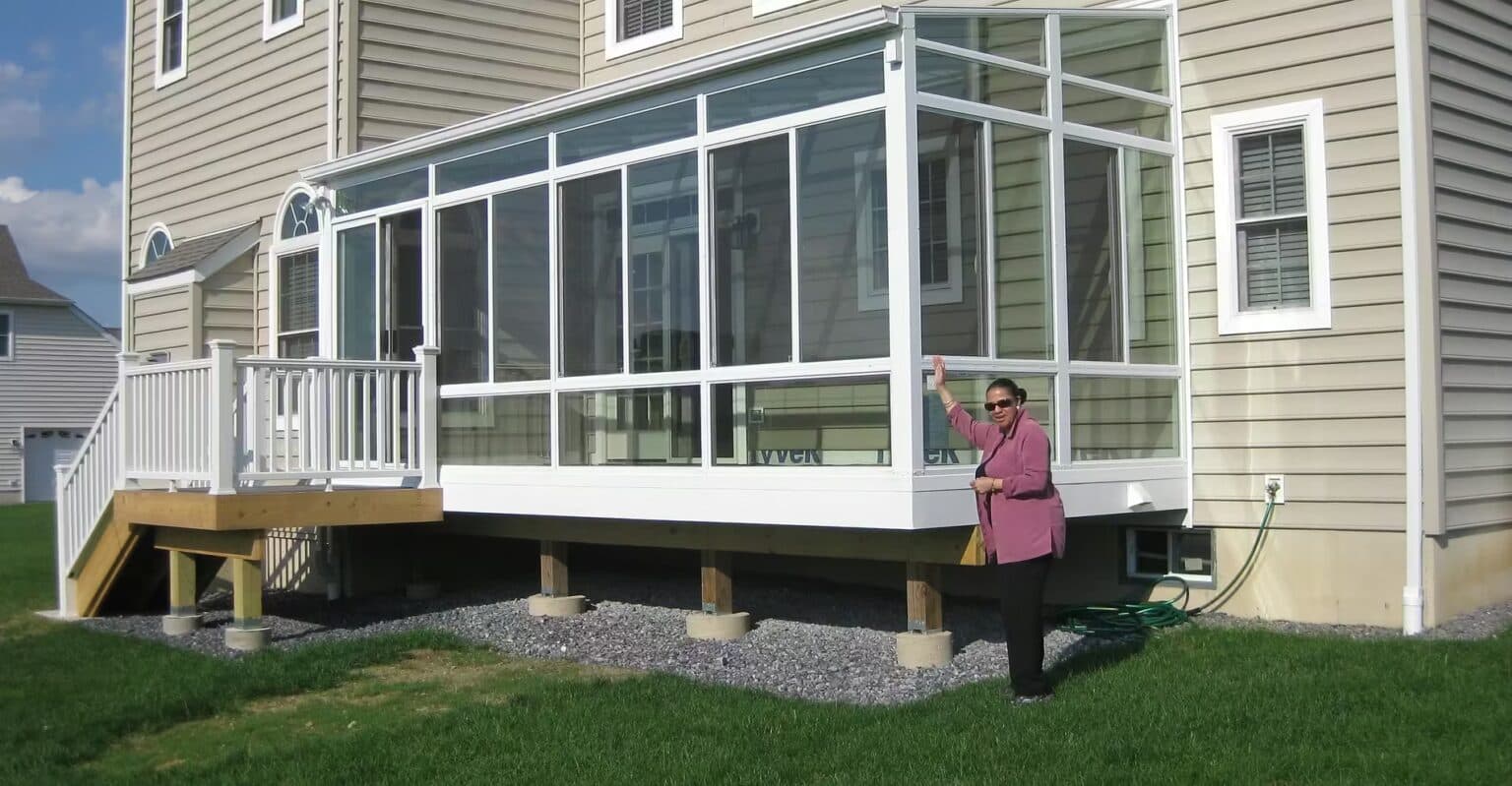 A completed sunroom addition on a Hudson Valley home